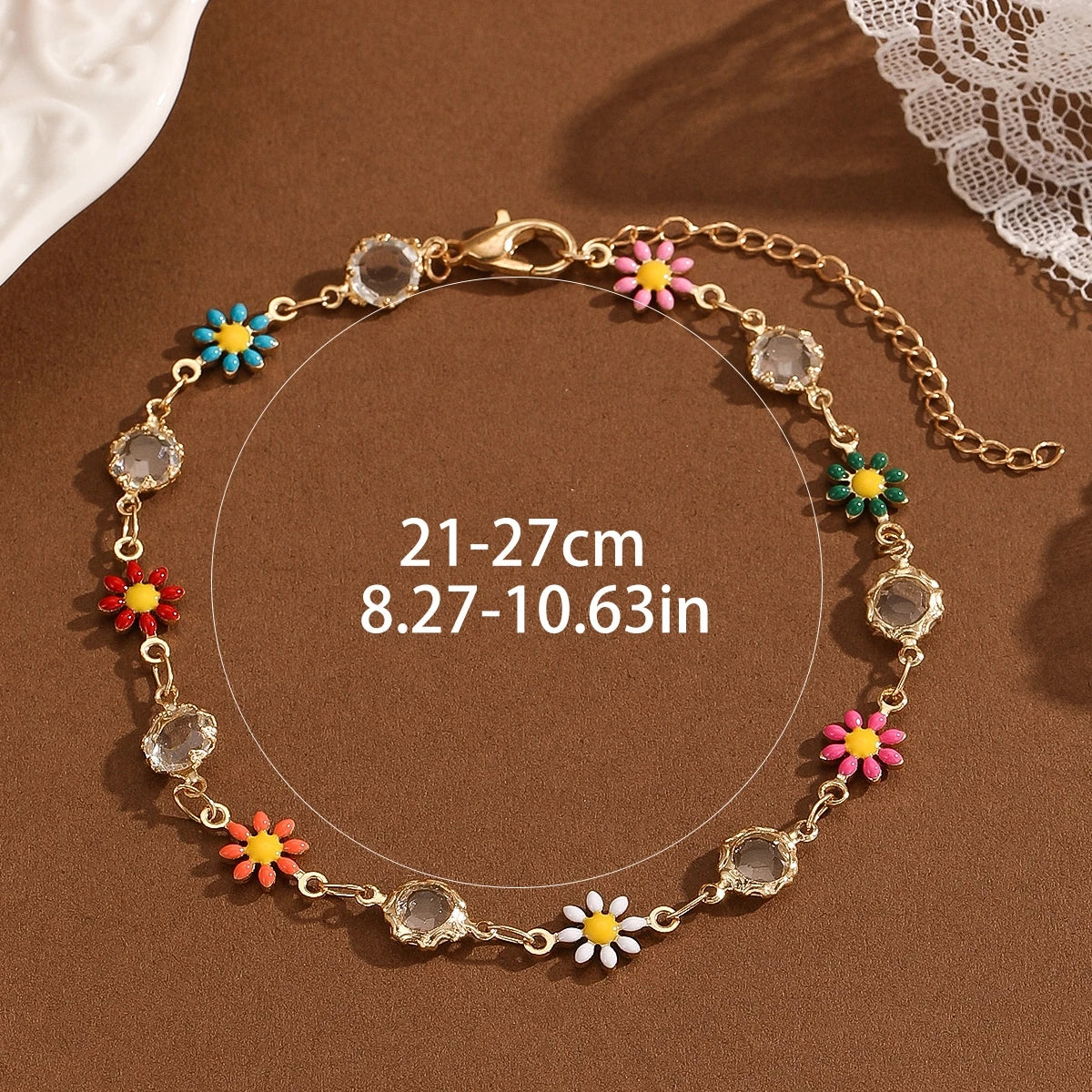 Kinitial Bohemian Daisy Flower Anklets For Women Beach Beads Anklet Leg Bracelet Foot Chain Sandals Jewelry Gifts