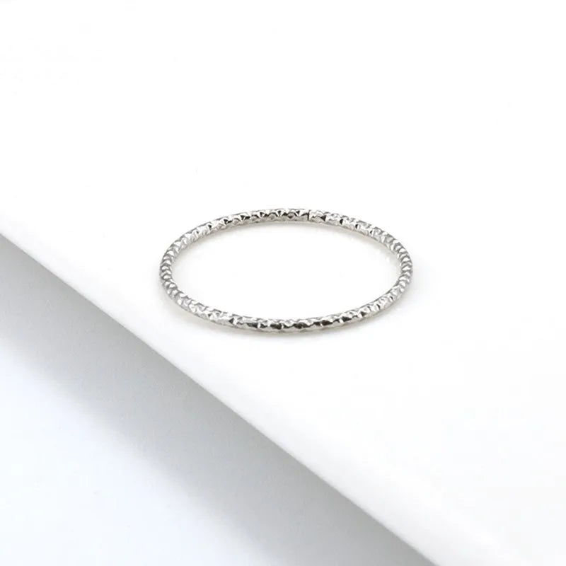 1mm Thin Stackable Ring Stainless Steel Faceted Ring for Women Girl Size 4-10