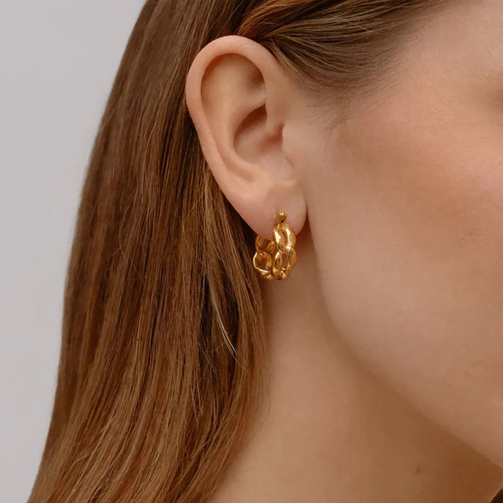 Fahsion Gold Color Twist Chain Link Hoop Earrings for Women Stainless Steel Statement Enamel Metal Huggie Earring Jewelry Aretes