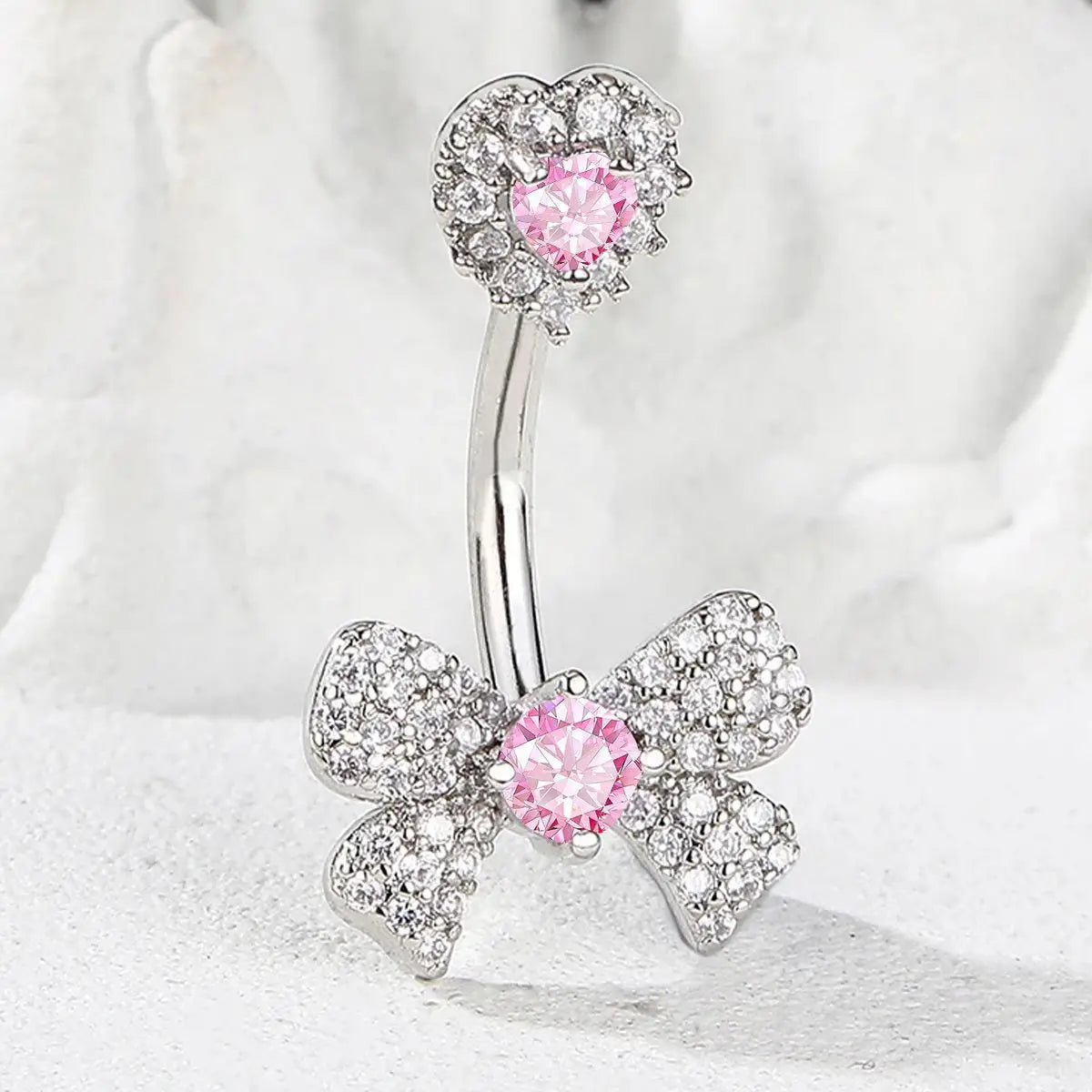 1Pc Simple Fashion Bow With Zirconium Navel Ring Lady'S Personal Puncture Jewelry Belly Button Nail Belly Jewelry