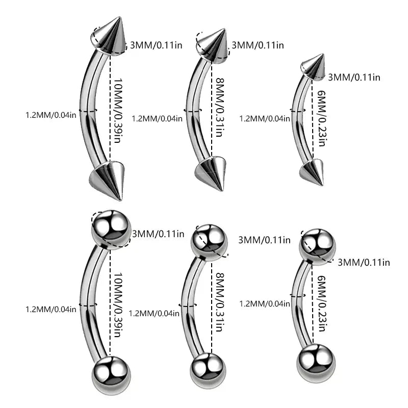 30pcs Stainless Steel Eyebrow Piercing Rings for Women Men Curved Barbell Lip Ring Cartilage Daith Helix Rook Earring Jewelry