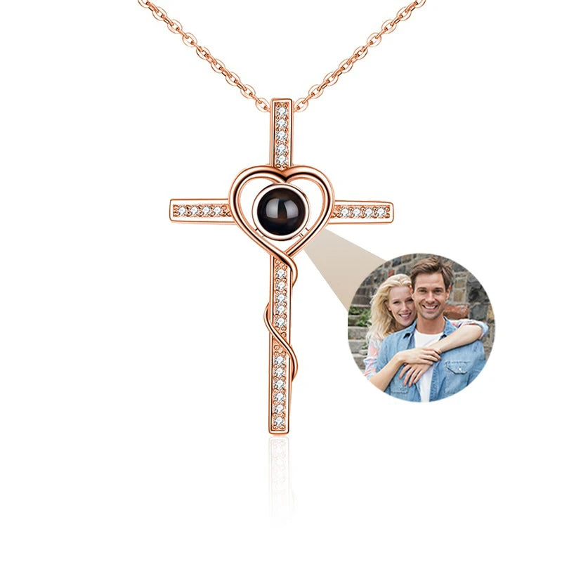 Custom Photo Necklace Projection Necklace with Picture I Love You 100 Languages Personalized Necklace Jewelry Gifts for Women