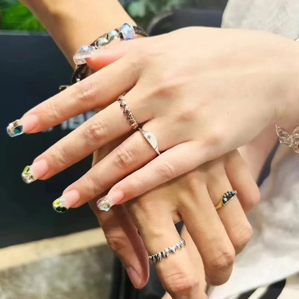 Fashion 925 Sterling Silver Organically Shaped Stacking Rings&Heart&Two-tone Entwined Bands Ring Hot Selling Gift Jewely