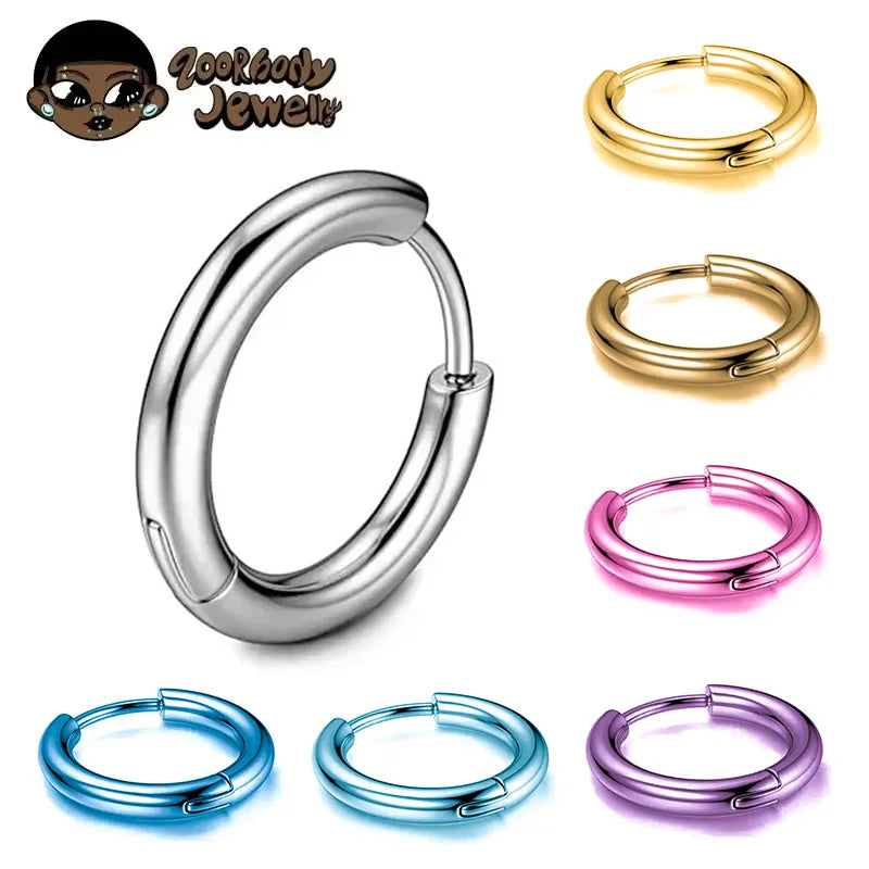 1 Pair Implant Grade F136 Titanium Minimalist Huggie Hoop Earrings Helix Rook Lobe Conch Simple Hoops Ear Piercing  8/10/12mm