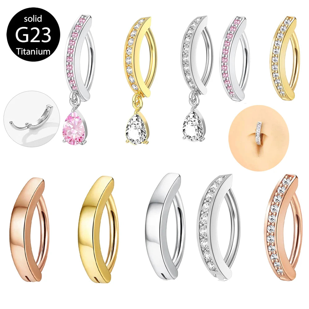 1PC 14G Implant Grade G23 Titanium Belly Button ring Clicker Stainless Steel Navel Piercing Jewelry Copper Belly Piercings