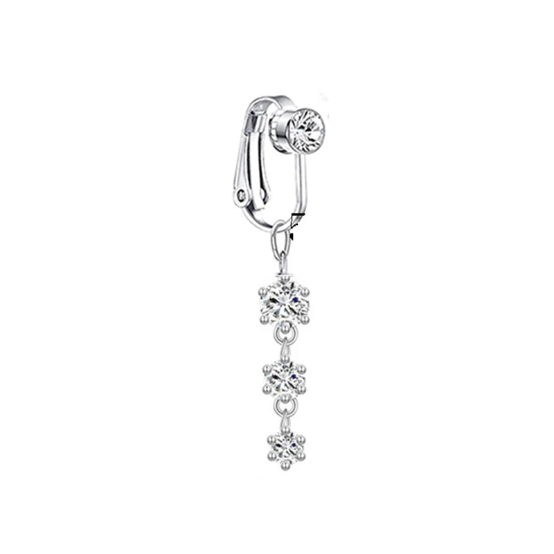 Faux Fake Belly Piercing Butterfly Leaves Dangling Long Fake Belly Button Pircing Clip On Umbilical Navel Cartilage Earring Clip