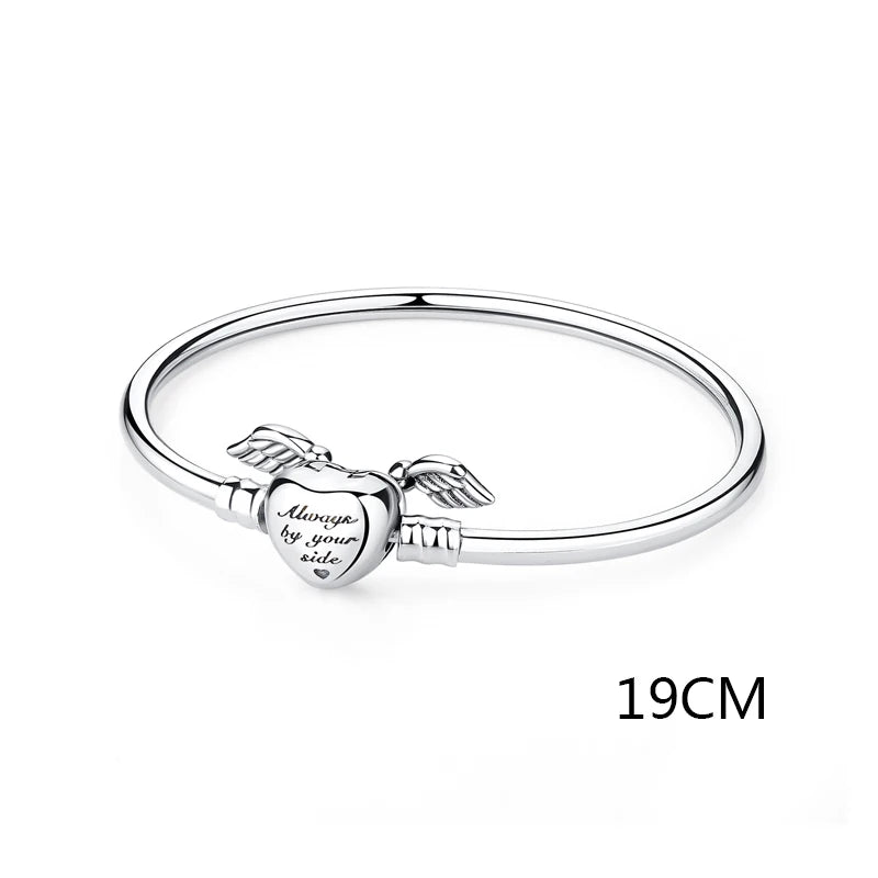 925 Sterling Silver Bracelets For Women Charms Beads Love Heart With Wings Clip Bangles Original DIY Luxury Jewelry
