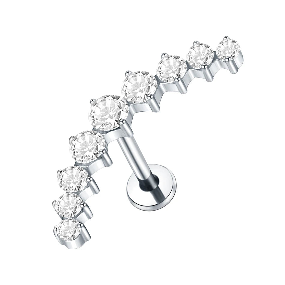 1Pc G23 Titanium Ear Tragus Cartilage Helix Daith Piercing Stud Earrings for Women Internal Thread Labret Piercing Lip Ring 16G