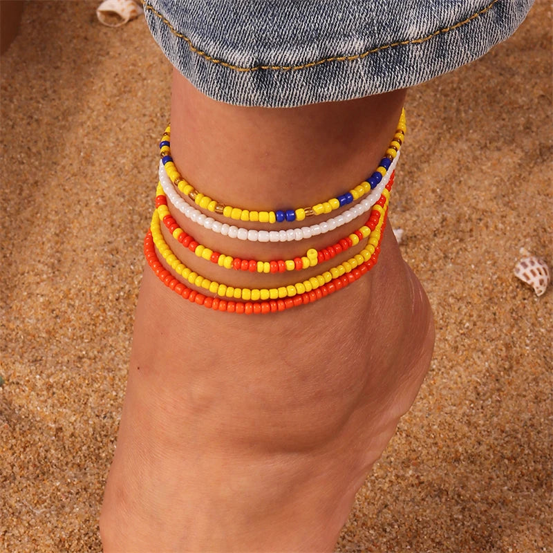 Bohemian Handmade Colorful Beads Anklets Summer Beach On Leg Foot Chain Bracelet Anklet Women Girls Holiday Jewelry Gifts