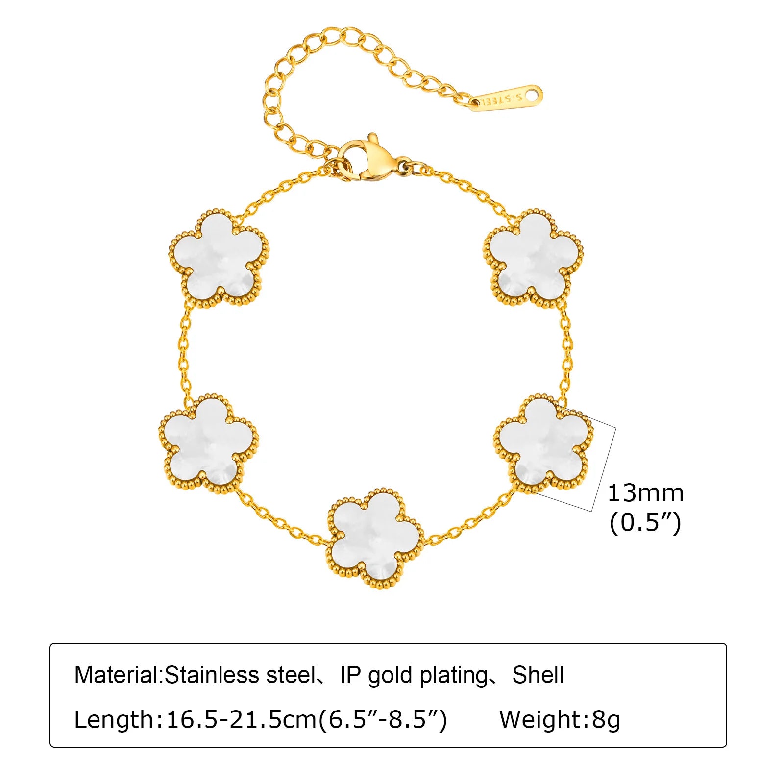 Vnox Exquisite 13mm Clover Bracelet Set for Women, Love Gift Bracelets for Wife Mothers Day Jewelry, Stainless Steel Cuff Bangle