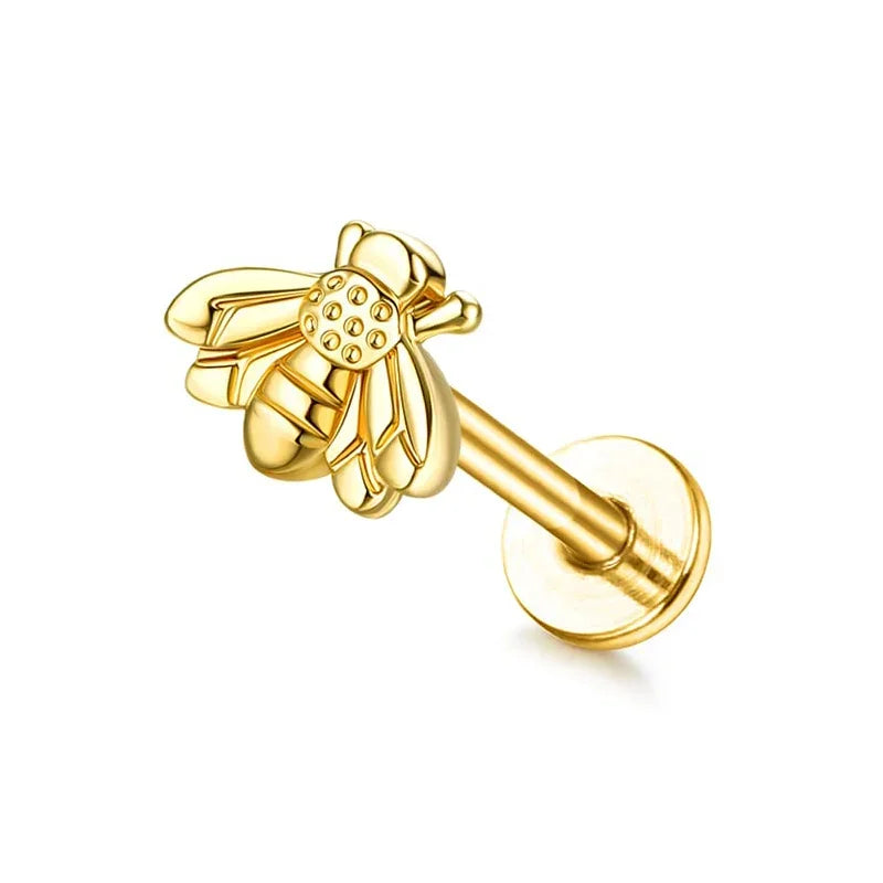 Drperfect 16G Cartilage Earrings Stud for Women Stainless Steel Flat Back Butterfly Moon Flower Helix Tragus Piercing Jewelry