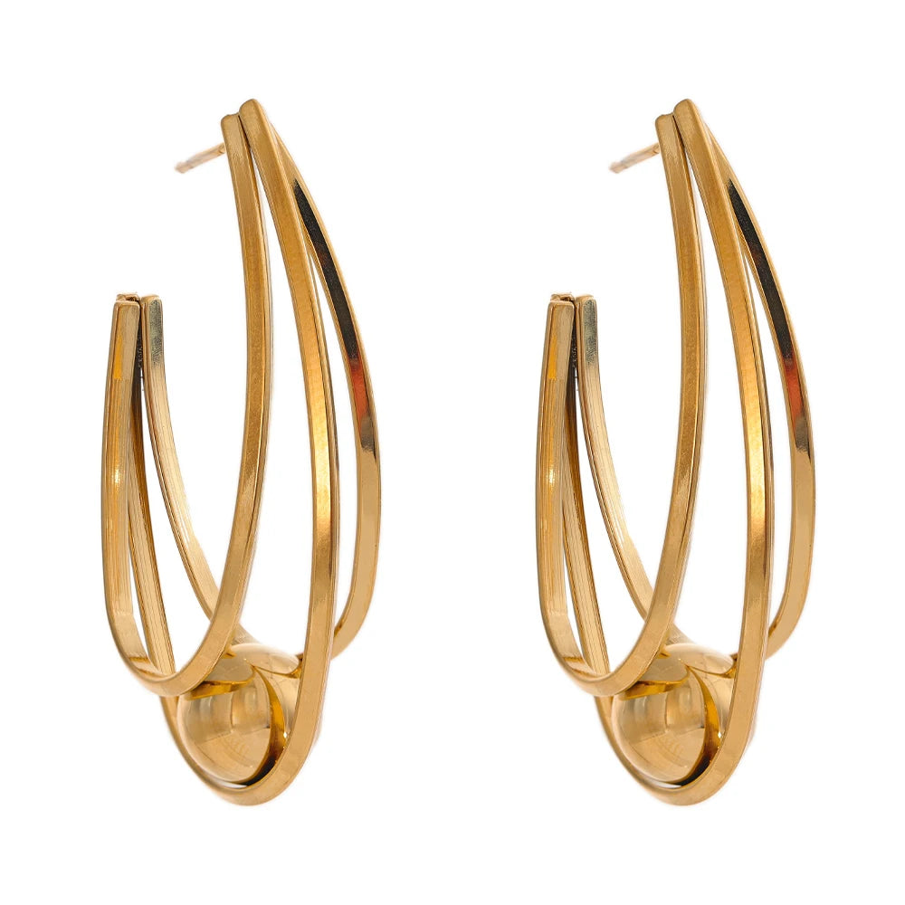 Yhpup Stainless Steel Geometric Huggie Earrings Gold & Platinum PVD Plated Rust Proof Metal Charm Daily Statement Jewelry Gift