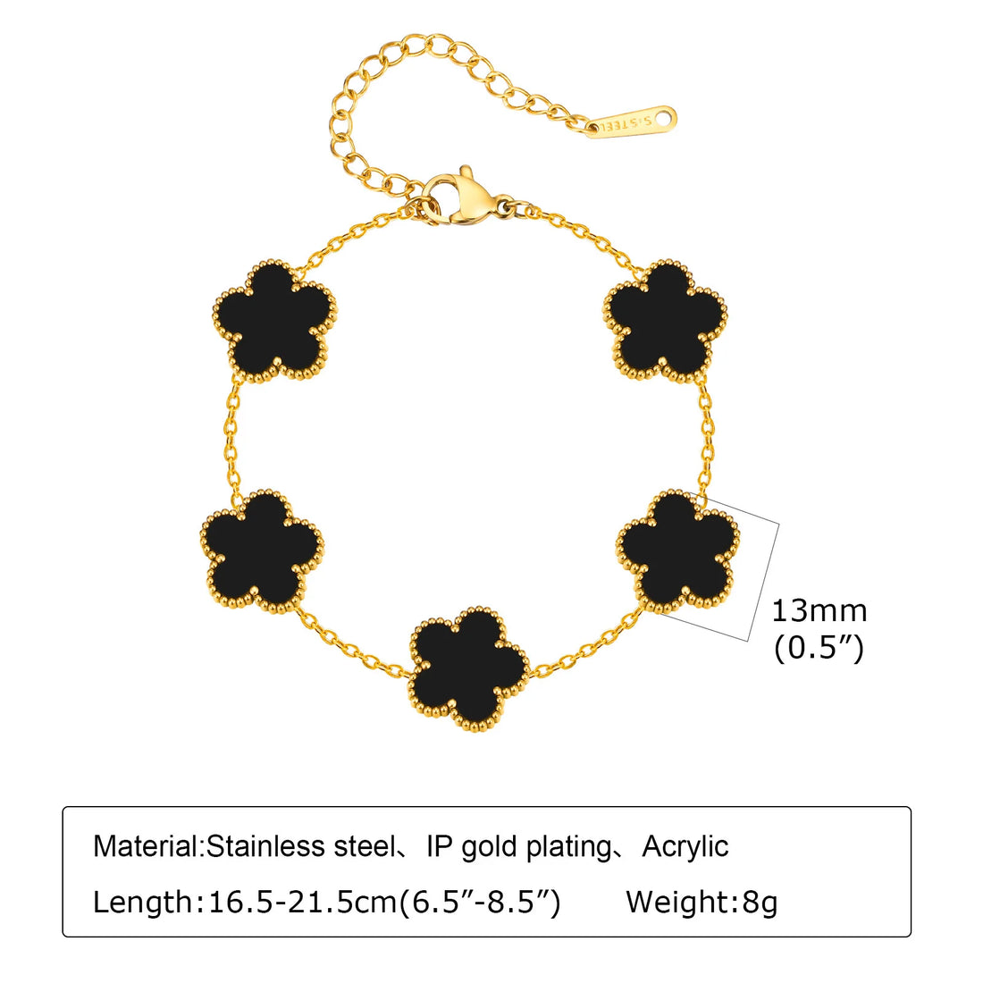 Vnox Exquisite 13mm Clover Bracelet Set for Women, Love Gift Bracelets for Wife Mothers Day Jewelry, Stainless Steel Cuff Bangle