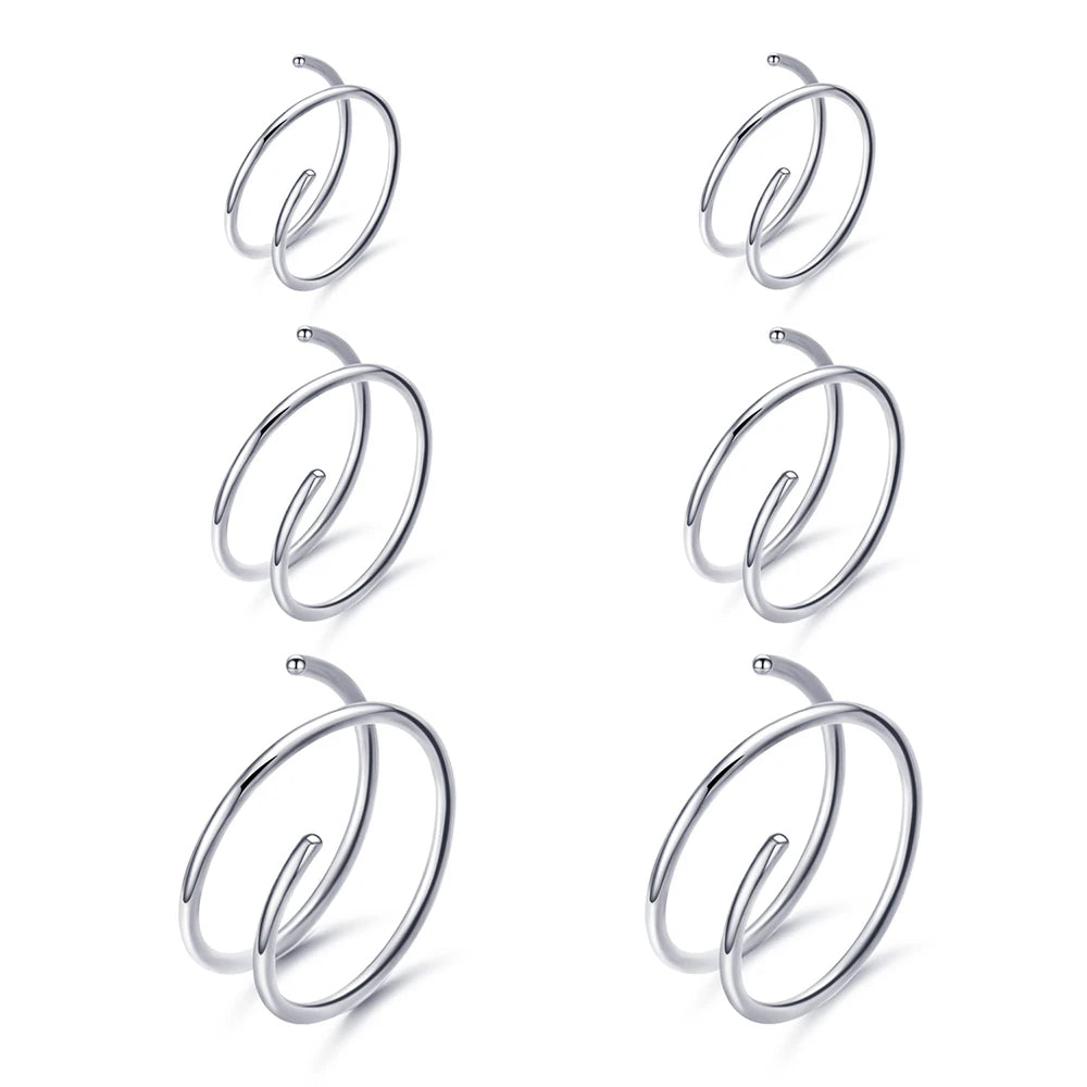 VOJO 20G G23 Titanium Double Hoop Nose Rings 6/8/10mm Hypoallergenic Small Spiral Piercing Jewelry for Women Men