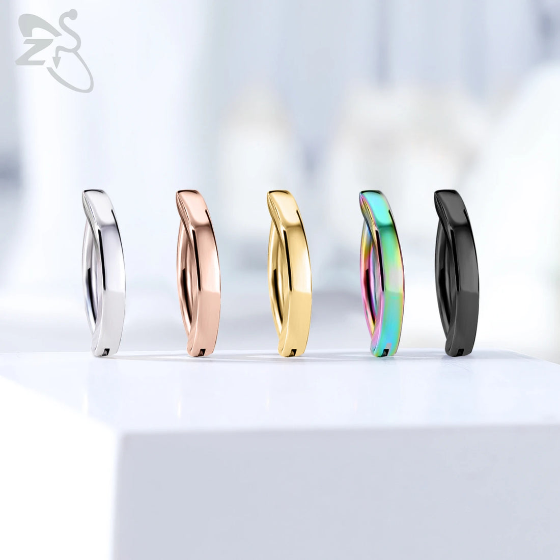 ZS 1 PC 14G Stainless Steel Clicker Belly Button Ring For Women Gold Color Reverse Curved Navel Barbell Body Jewelry 8/10/12MM