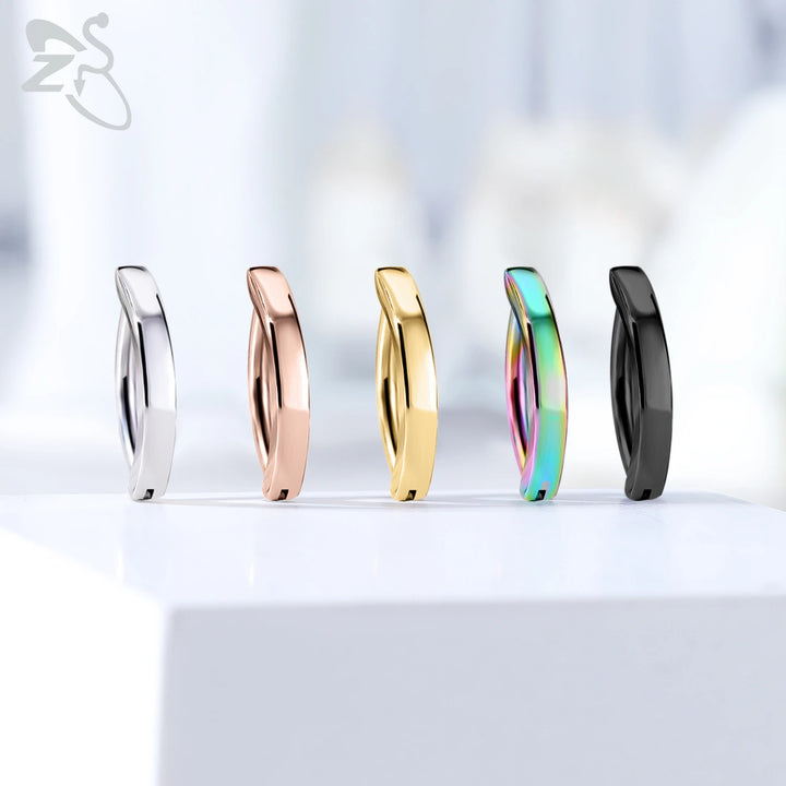 ZS 1 PC 14G Stainless Steel Clicker Belly Button Ring For Women Gold Color Reverse Curved Navel Barbell Body Jewelry 8/10/12MM