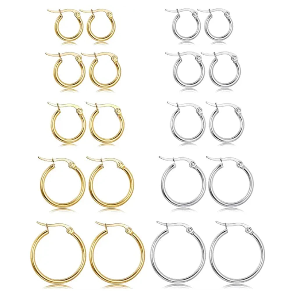 Earrings for Women 2024 Trending Stainless Steel Hoop Earrings for Women Men Simple Big Hoops Gold Color Silver Color Wholesale