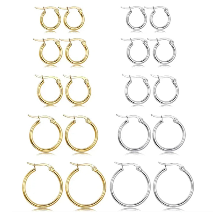 Earrings for Women 2024 Trending Stainless Steel Hoop Earrings for Women Men Simple Big Hoops Gold Color Silver Color Wholesale