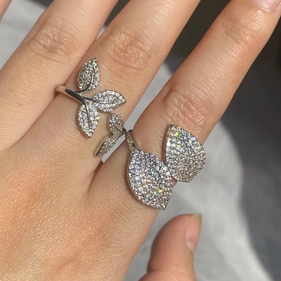 UILZ Gold color Women Adjustable Ring Korean Fashion Punk Zirconia Open Rings Daily Simple Jewelry