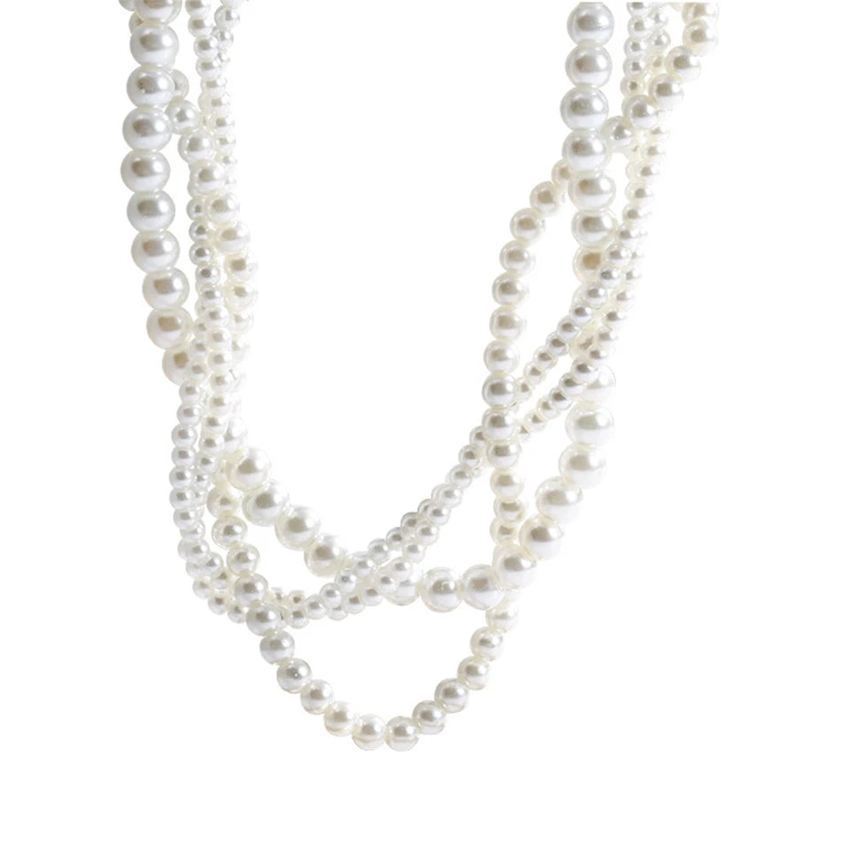 Yupsk Luxury Twining Pearl Choker Necklaces for Women Geometric Necklaces Weddings Bride Jewelry Accessories