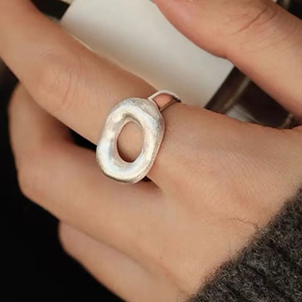 BF CLUB 925 Sterling Rings for Women Fashion Geometric Handmade Irregular Strip Ring Party Christmas Gift