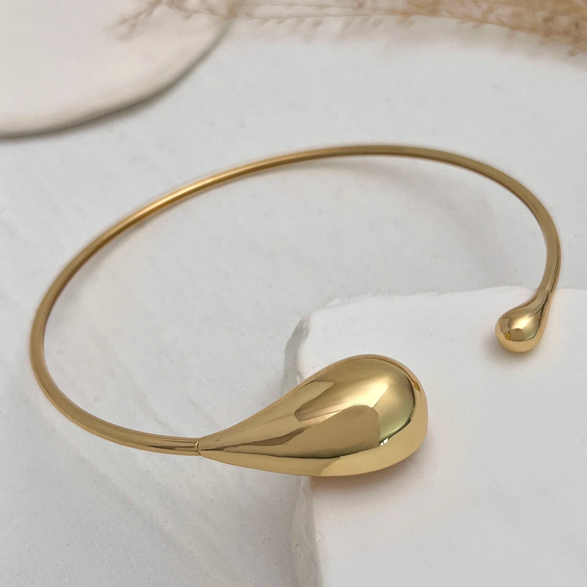 Ingemark Goth Water Drop Open Torques Choker Necklace for Women Trendy Punk Geometric Metal Chain Grunge Jewelry Steampunk Men