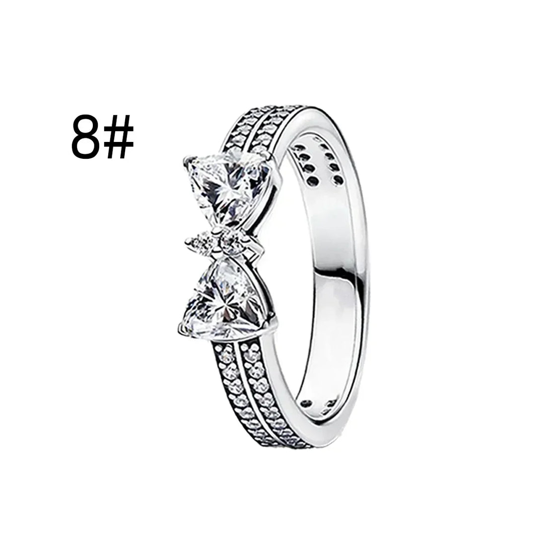 New Original 925 Sterling Silver Crown Bow Heart Set Ring Necklace Earring Crystal Women Valentine's Birthday Gift DIY Jewellery