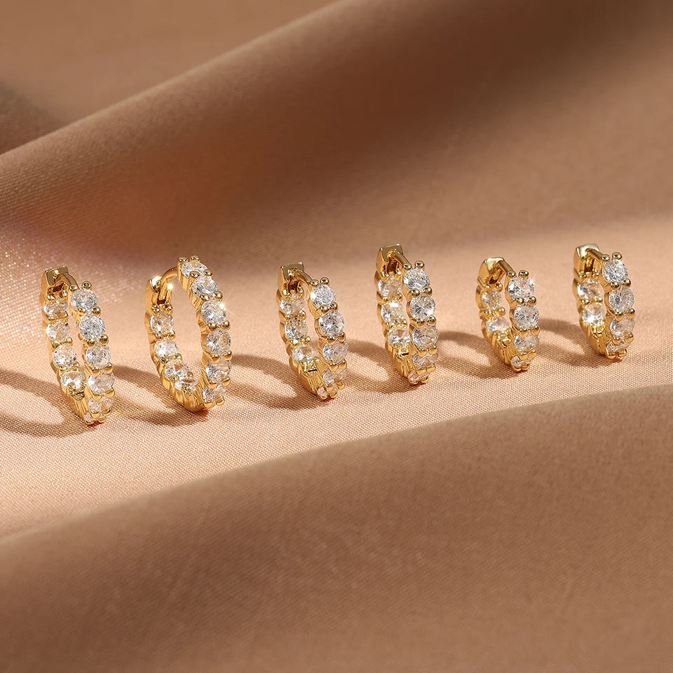 Yupsk 6pcs Shiny Zircon Ear Rings White Gold Color Huggie Cartilage Piercing Ear Cuff Tiny Earring for Women Men Jewelry Gift