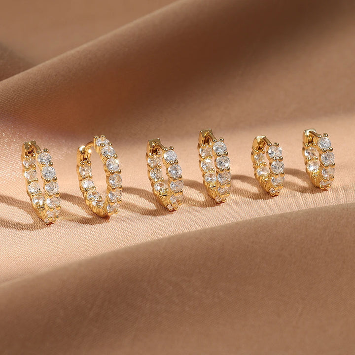 Yupsk 6pcs Shiny Zircon Ear Rings White Gold Color Huggie Cartilage Piercing Ear Cuff Tiny Earring for Women Men Jewelry Gift
