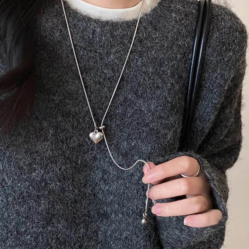 Black Square Pendant Double Layer Necklaces for Women Egirl Trendy Stainless Steel Silver Color Clavicle Chains Necklace Jewelry