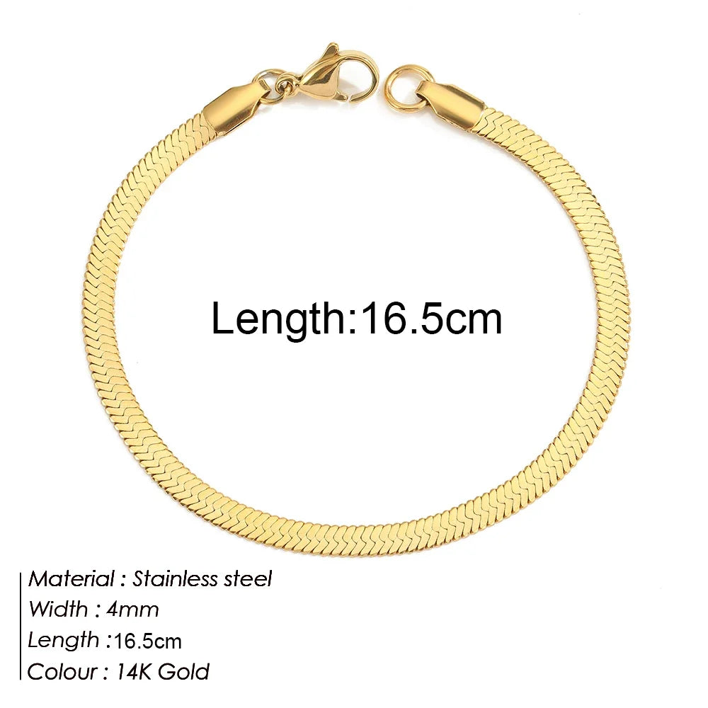 Multilayered Bracelet Gold Color Snake Paperclip Figaro Cuban Chain Stainless Steel Jewelry Male Female Bracelets Factory