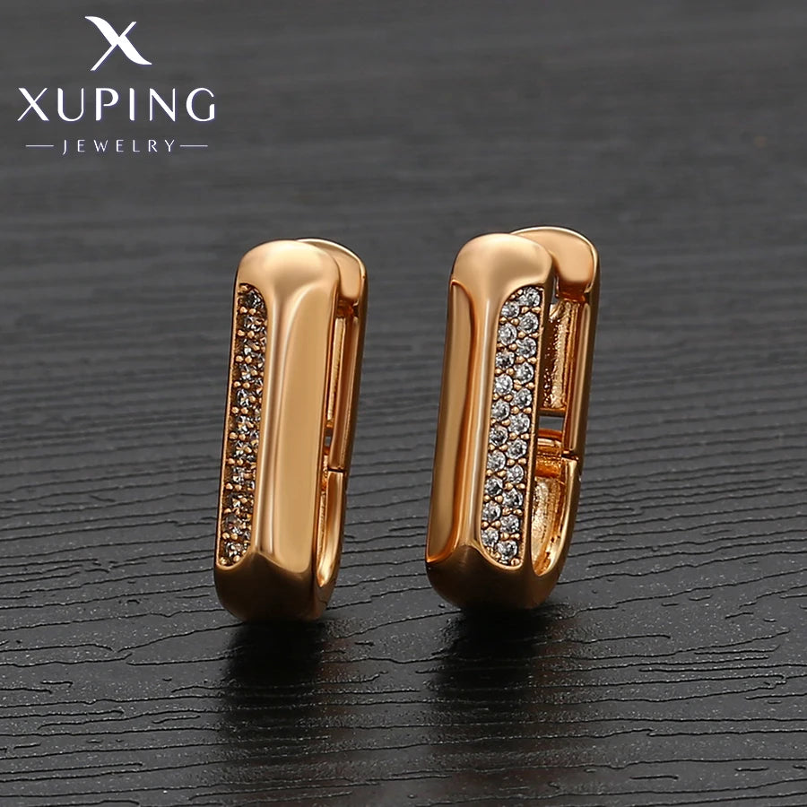Xuping Jewelry New Arrival Fashion Simple Серьги  Huggies Earring of Gold Color for Women Girl Party Gift X000769797