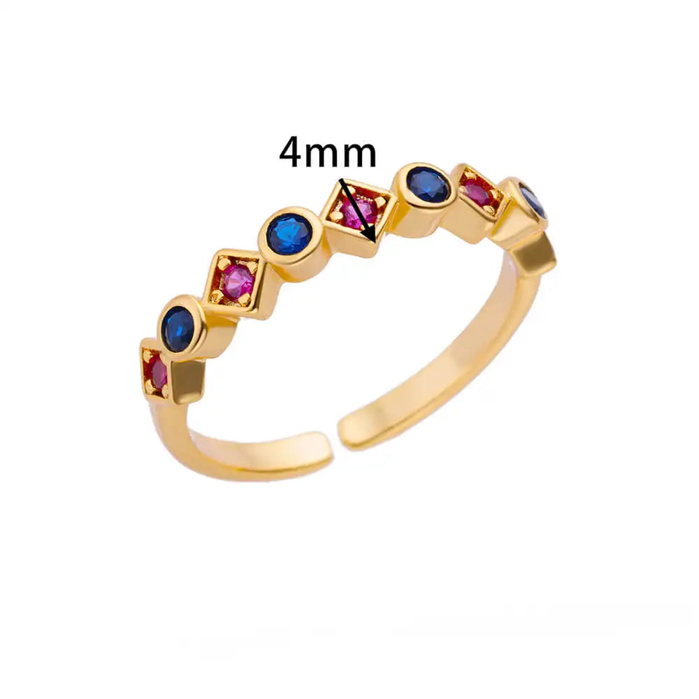 Mini Zircon Green Rings For Women Stainless Steel Gold Color Adjustable Finger Ring Engagement Wedding Christmas Jewelry Gift