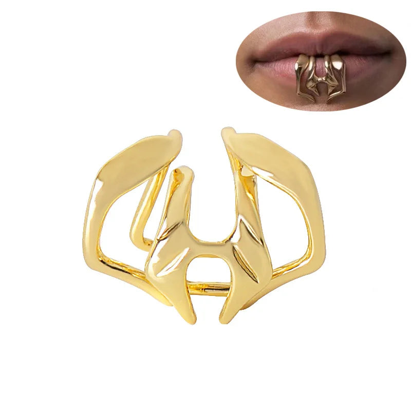 Non Piercing Lip Ring for Women Holeless False Lip Jewelry Lip Clip Puncture Jewelry Punk Body Jewelry Fake Lip Rings for Men