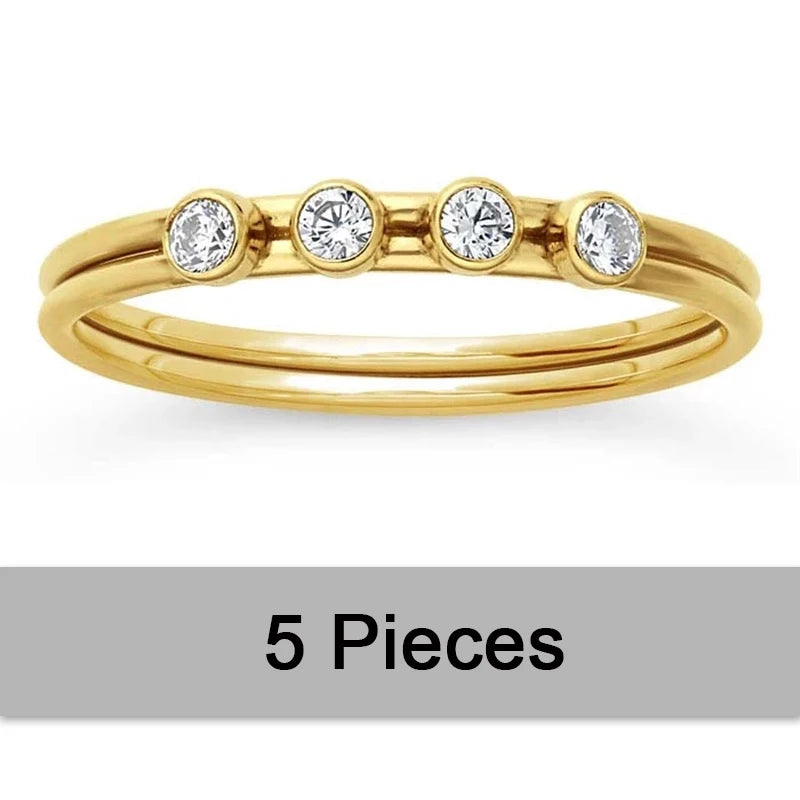 14K Gold Filled White 2MM AAA Zircon Stacking Ring Boho Gold Jewelry Minimalist Knuckle Ring Anillos Mujer Gold Rings for Women