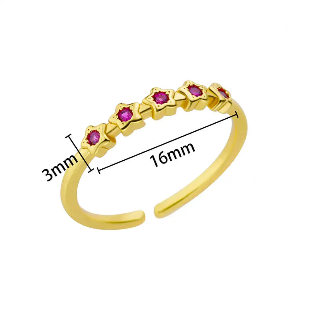 Mini Zircon Green Rings For Women Stainless Steel Gold Color Adjustable Finger Ring Engagement Wedding Christmas Jewelry Gift