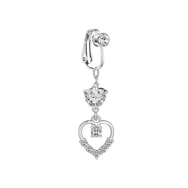Faux Fake Belly Piercing Butterfly Leaves Dangling Long Fake Belly Button Pircing Clip On Umbilical Navel Cartilage Earring Clip