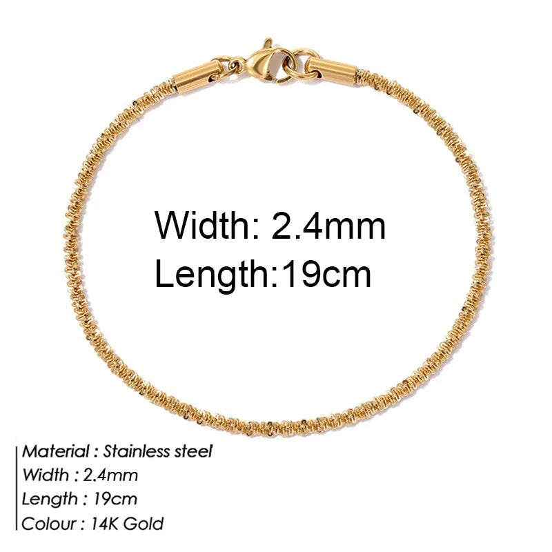 Multilayered Bracelet Gold Color Snake Paperclip Figaro Cuban Chain Stainless Steel Jewelry Male Female Bracelets Factory