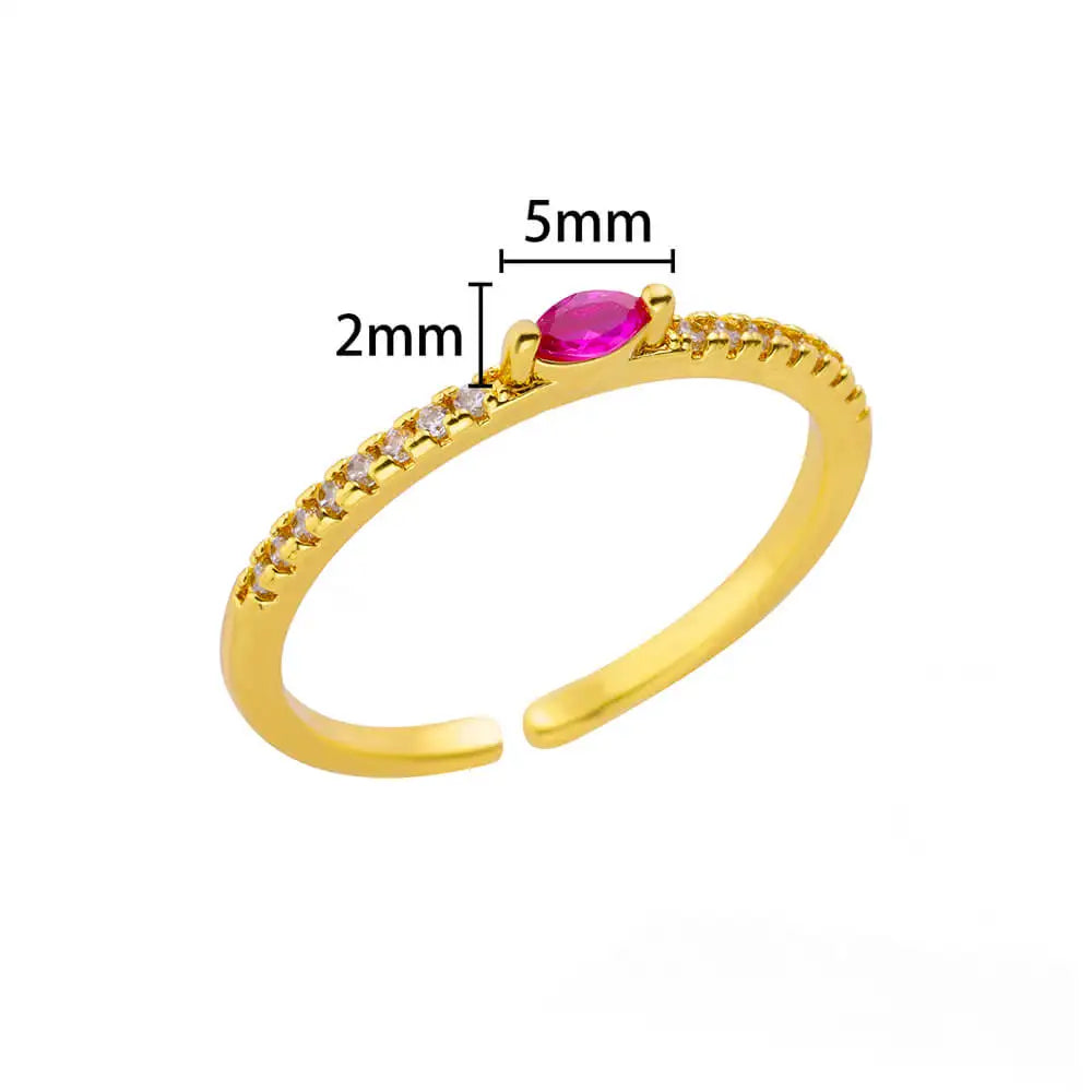 Mini Zircon Green Rings For Women Stainless Steel Gold Color Adjustable Finger Ring Engagement Wedding Christmas Jewelry Gift