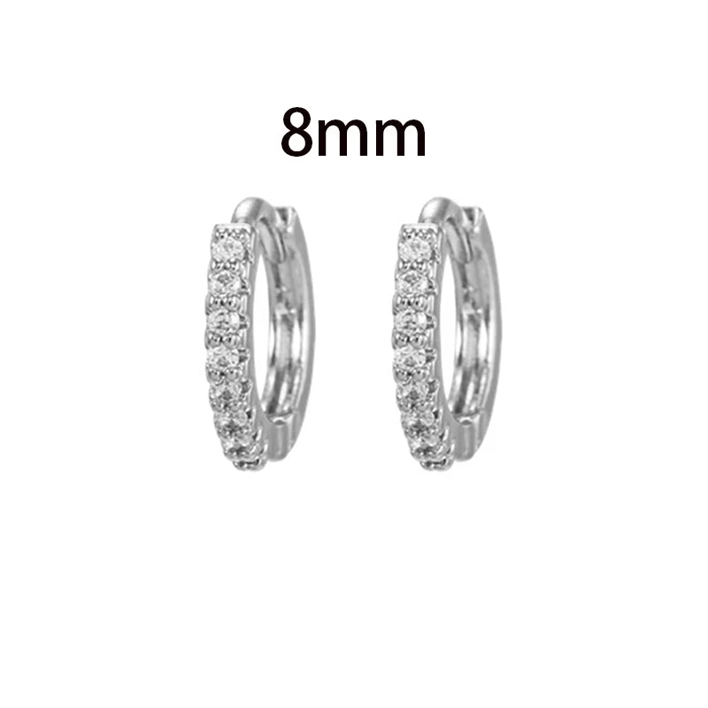 2PCS New Fashion Gold Color Crystal Zirconia Chain Hoop Earrings Women Small Pendant Star Ear Cartilage Earring Piercing Jewelry