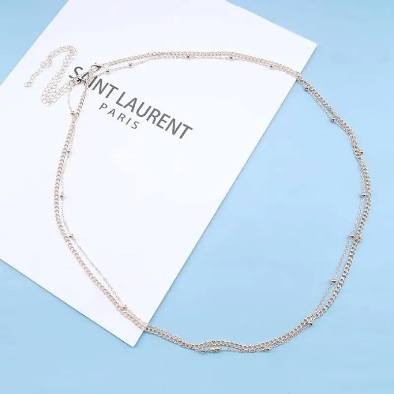 Fashionable and Sexy Round Bead Chain Double Waist Chain Simple Metal Thick Chain Body Chain Women's Belly Waist Decoration