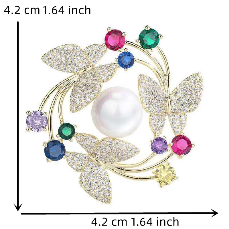 Elegant Women Girls Exquisite Fashion Crystal Pearl Flower Brooches Pins High-end Lady Rhinestone Suit Coat Accessories Jewelry
