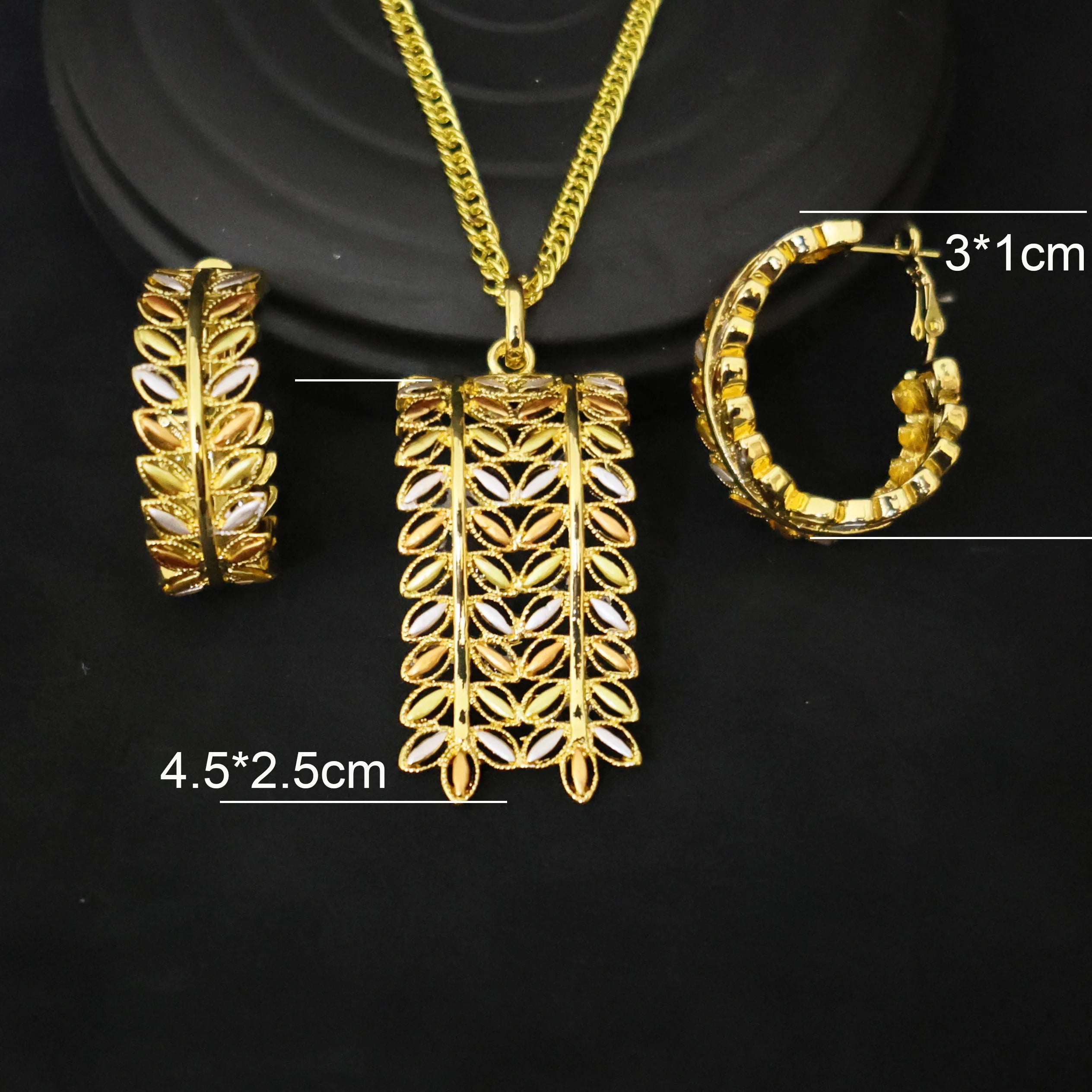 Luxury 18k Gold Plated Jewelry Set for Women Wedding Italian Jewellery Sets Bride Necklace and Earrings Bracelet African Gift