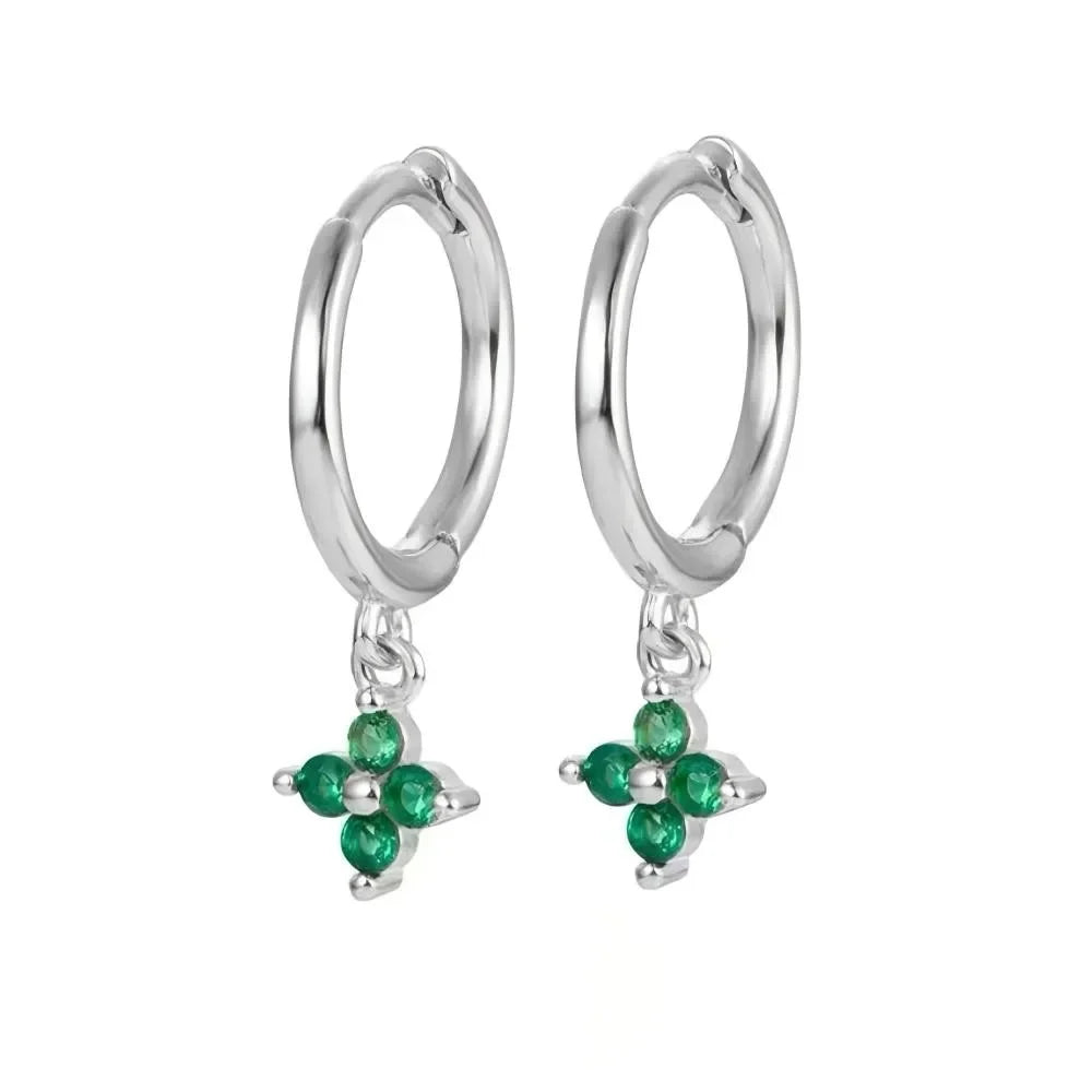 1/3Pairs Copper Green CZ Stone Huggie Hoop Earring Stud Gold Color Silver Black Geometric Cartilage Earrings For Women Jewelry