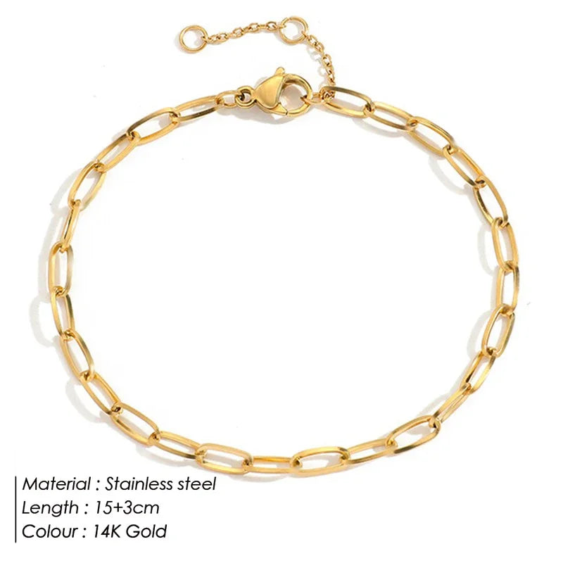 Multilayered Bracelet Gold Color Snake Paperclip Figaro Cuban Chain Stainless Steel Jewelry Male Female Bracelets Factory
