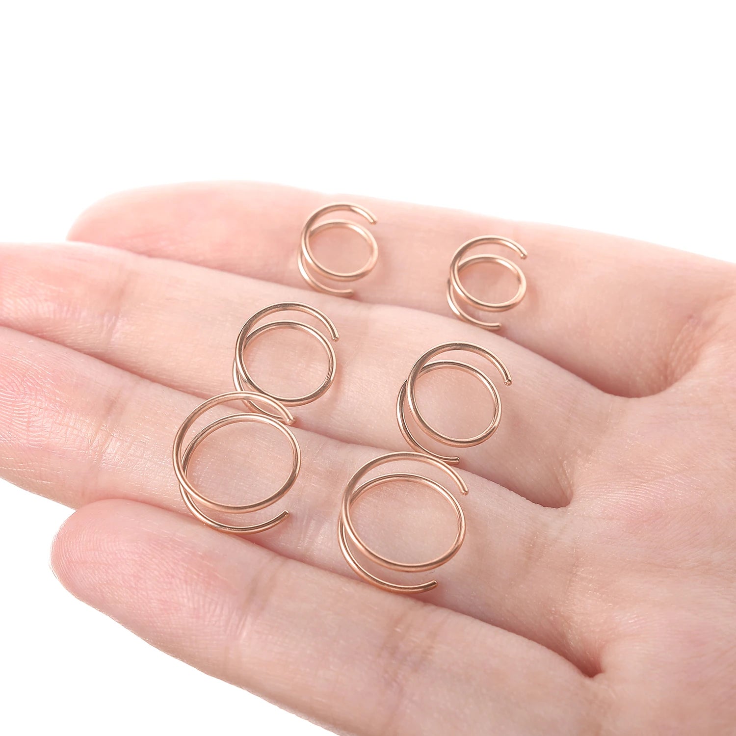 VOJO 20G G23 Titanium Double Hoop Nose Rings 6/8/10mm Hypoallergenic Small Spiral Piercing Jewelry for Women Men