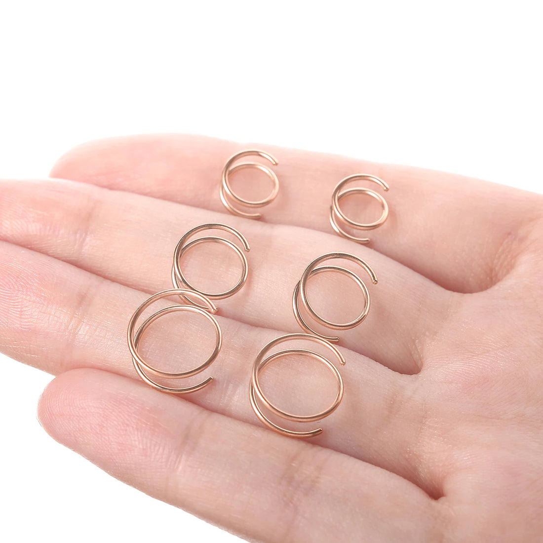VOJO 20G G23 Titanium Double Hoop Nose Rings 6/8/10mm Hypoallergenic Small Spiral Piercing Jewelry for Women Men