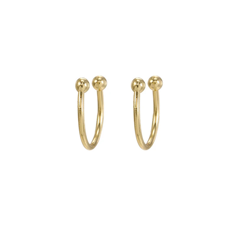 2PCS New Fashion Gold Color Crystal Zirconia Chain Hoop Earrings Women Small Pendant Star Ear Cartilage Earring Piercing Jewelry