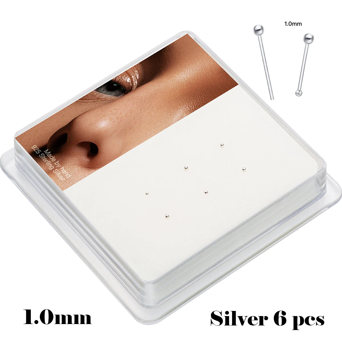 Sterling Silver 925 Ball Shape Piercing Nose Stud Jewelry Tiny 1.0mm Ball Silver Nose Nail Nez Pircing Nariz Joyería Corporal