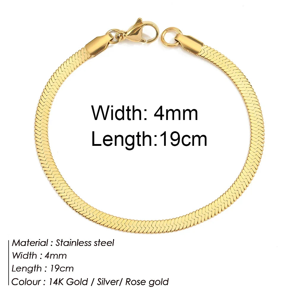 Multilayered Bracelet Gold Color Snake Paperclip Figaro Cuban Chain Stainless Steel Jewelry Male Female Bracelets Factory